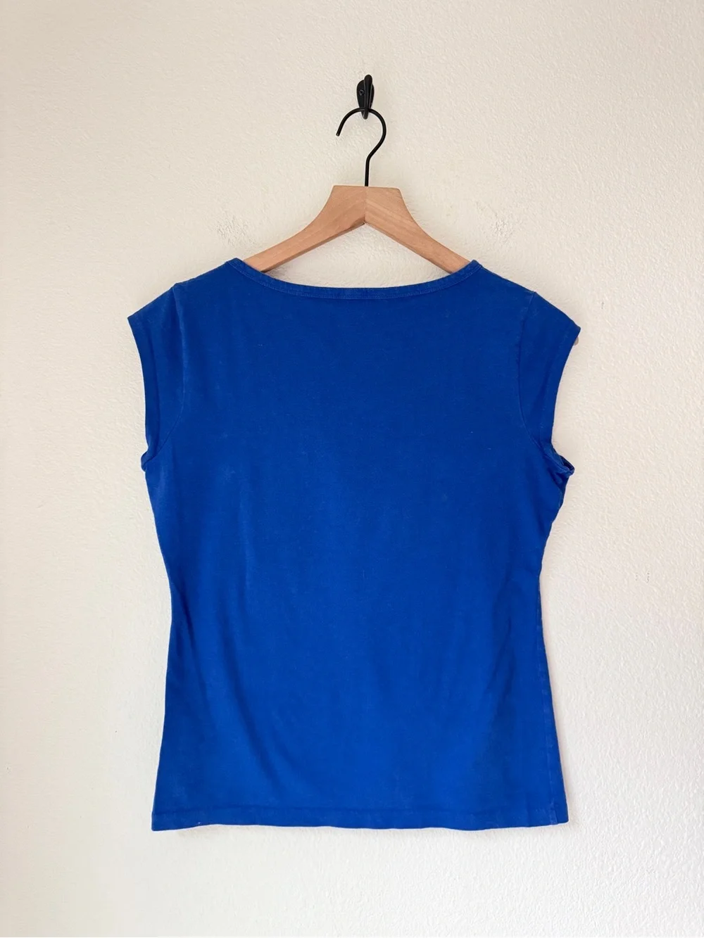 J.Crew Cotton-Linen Ballet Cap-Sleeve T-Shirt - Cobalt Blue - Small - GUC